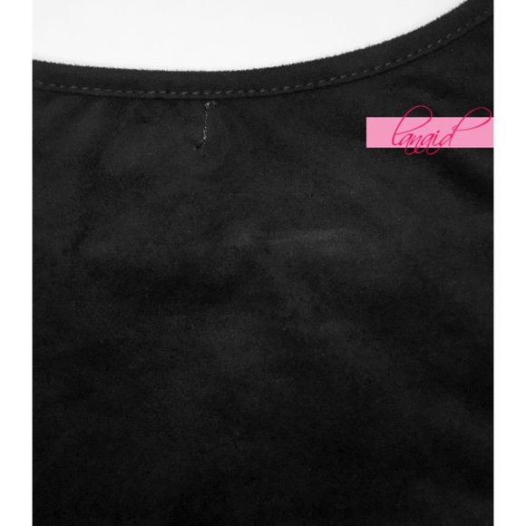 Z Supply The Suede Cut-Out Dress Black V-Neck Strappy Felt Cutout Edgy Mini XS - Picture 6 of 9